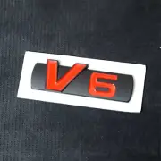 1x Matte Black Red V6 Metal Sticker Emblem Badge Decal Engine Turbo Sports Coupe (for: Porsche)