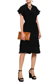 RRP€790 ZIMMERMANN Silk Ruffle Swing Dress US4 AU0 XS Black Waist Tie Collared