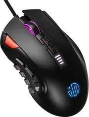 Wired Gaming Mouse RGB, Inphic Wired Mouse USB Led 12 Programmable Buttons Ergonomic Mouse Optical 5000 DPI 10 Lighting Effects Adjustable Weight Computer Mice for Laptop Windows PC Desktop Gamers