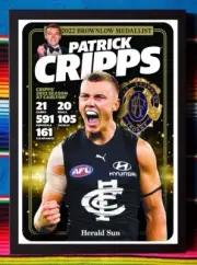 Framed 2022 Carlton Blues AFL Brownlow Medal Poster - Patrick Cripps - 84 x 59cm