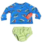 Wonder Nation Boys Girls 3-6 Months Swim Bathing Suit Dinosaurs UPF 50+ New