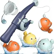 Baby Bath Toy Set, 5 Pieces Magnetic Fishing Toys with Net, Kids Bath Games, Bath Games, Fishing Rods, Fishing Toy for Infants Toddler 2 3 4 5 6 Years Old