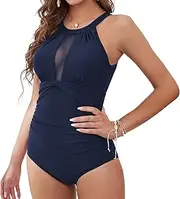 [TEMKIN] Ladies Swimsuit Tummy Control Bathing Suits Mesh Backless Swimwear Swimming Costume for Women