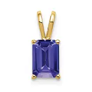 14k Yellow Gold 7x5mm Emerald Cut Tanzanite pendant