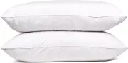 Standard Queen Size Feather Goose down Bed Pillow Set of 2 Pillows Bedding White