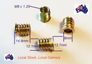 Qty 10 M8 x 15mm Hard Wood Timber Threaded Flange Zinc Steel Insert Allen Nut