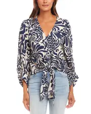 Karen Kane Blouson Sleeve Tie Front Top