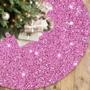 Pink Christmas Tree Skirt 36 Inch Sequins Velvet Tree Skirt Mat for 4FT Chris...