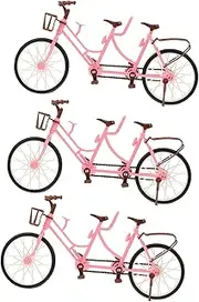 Kisangel Two-Seater Bicycle Mini Bike Bicycles Minibike Bike Bikes Doll Mini Mini Accessory Bike Figurine Art Bike Decor Bike Model Abs Pink