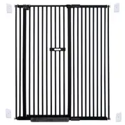 riin Extra Tall 150cm Baby Pet Security Gate Metal Safety Guard Tension Pressure Mounted for Children Dog Kitten Adjustable Width Range 115-125cm Largest Gap Between Bars 42mm Model B4 Black