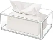 Discoball Tissue Box Clear Tissue Holder Rectangular Napkin Dispenser Tissue Box Cover, Acrylic Tissue Storage Box for Home, Bathroom, Table, Office