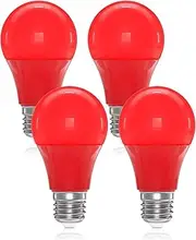 BrightArk E27 Red Light Bulb, 9W LED Light Bulb, 60W Incandescent Equivalent, A60 Red Filament LED Light Bulb AC85-265V for Christmas Halloween Home Decoration Lighting, Non-dimmable, Pack of 4