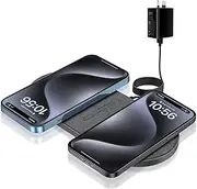 Dual 20W Wireless Charger 2 in 1 Fast Wireless Charging Pad Station for iPhone 14 Pro Max/15 Pro/13 Pro/12/11/XS/XR/8, Airpods 3/2/Pro, for Samsung Galaxy/Note, Galaxy Buds (with AC Adapter)