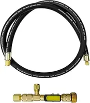 1/2Inch Vacuum Hose Evacuation Kit Compatible with R410A and All Common Refrigerants, 3/8Inch to 1/4Inch Fitting High Flow Refrigerant Hose, 1/4Inch and 5/16Inch Valve Core Removal Tool, 6 Feet, Black