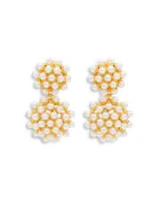 Kenneth Jay Lane Cluster Imitation Pearl Clip On Drop Earrings, 2L