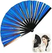 Boots on The Ground Fan, 2025 New Large Holographic Folding Hand Fan Line Dance Popping Fan, Clap Fans for Line Dancing Foldable Craft Holding Laser Colors Hand Fan (C8)