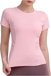 [Dressnu] Running Sports Tops Yoga Short Sleeve Waisted Skinny Short Sleeve Tights