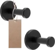 2 PCS Bathroom Towel Hooks, Black Stainless Steel Wall Mounted Robe Hook round C
