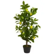 NEARLY NATURAL Artificial Plant 3? Indoor Plastic Black Pot Lemon Green Tree