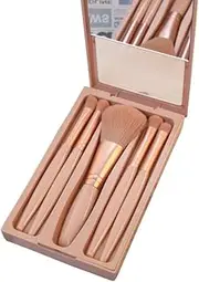 LALOCAPEYO Travel Size Makeup Brushes Set, Easy-taken Mini Makeup Brush Set with Case and Mirror for On The Go (pink)