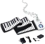 Portable Electronic Keyboard, Portable Hand Roll Electric Piano Keyboard with Power Adaptor, Bluetooth MIDI Function, Sustain Pedal, Foldable Digital Music Piano for Kids Adults Beginners