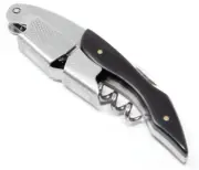 Black Wood Handle Professional Corkscrew Double Hinge Waiters Server Key #BLK003