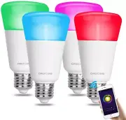 DAILYCOMB Smart Light Bulb, Multicolor Wi-Fi LED Bulb, 4-Pack (Alexa/GoogleHome)