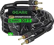 GearIT 12AWG Premium Heavy Duty Braided Speaker Wire (10 Feet) with Dual Gold Plated Banana Plug Tips - Oxygen-Free Copper (OFC) Construction, Black