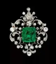 14k White Gold Plated 3.50Ct Cushion Cut Lab Created Green Emerald Brooch Pin