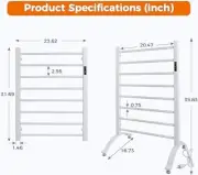 DELAVIN Bath Fast Heating Towel Warmer Electric Heated Drying Rack White -8 Bars