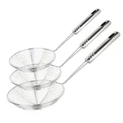Kitchen Utensil Stainless Steel Mesh Strainer Ladle Spider Skimmer Fry Spoon 3pcs