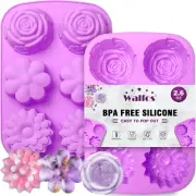 Silicone Flower Soap Mold,6 Cavities Different Flower Shapes Soap Mold BPA Free.