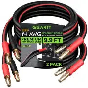 14 AWG Speaker Cable Wire with Banana Plugs (2 Pack, 9.9 Feet - 3 Meter) 14Ga...
