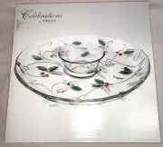 NEW Mikasa Chip & Dip Platter and Bowl Set 14.5" "Merry Holly"