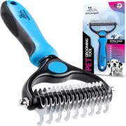 Deshedding Brush - Double-Sided Undercoat Rake for Dogs & Cats - Shedding Comb a