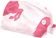 [WOSHJIUK] Working Hat 2 Pack Scrub Caps for Women,Pink Unicorn,Tie Back Cap Adjustable Scrub Hat