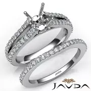 Princess Bridal Set Semi Mount Split Shank Bezel Diamond Engagement Ring 1.1Ctw