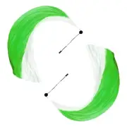 1 Pair Dance Silk Veil Poi with Throw Ball 79" x 32", Green White Gradient