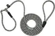 YUCFOREN 10FT / 20FT Long Slip Lead Dog Leash, 3/8" Thick Nylon Reflective Rope Anti-Choke Training Lead for Medium Large Dogs (20FT * 3/8",Black)