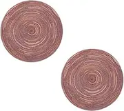 2pcs Hand-Woven Coaster Placemat Heat Resistant Cotton Round Table Mats for Dining Protects from Scratches and Heat Damage Brown Pattern