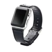 For Apple Watch Series 3,38-mm Case,Genuine Leather Oil Wax Strap,Black