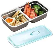Travel Snack Container - Condiment Containers Snack Box Organizer | Stainless Steel Double Compartment Storage Organizer with Lid, Lunch Box Fruit Platter for Meal Prep