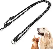 Double Dog Lead, Nylon Rope, Reflective Strong Lead, Suitable for Small and Medium Dogs, Training Lead, Double Lead with 2 Carabiners, Black