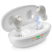 Rechargeable Hearing Aids with Noise Cancelling in-Ear Detection Volume Control Dial for Seniors,White