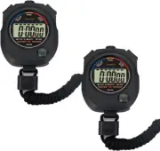 2 Pack Multi-Function Electronic Digital Sport Stopwatch Timer, Black