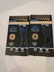 Tommie Copper Compression Socks New 2 Pairs In Box NIB L/XL Men 9-12 Black