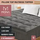 Mona Bedding 1100GSM Cotton Fibre Pillowtop Mattress Topper Pad Underlay Queen Q