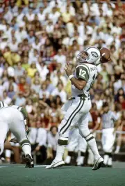 Quarterback Joe Namath New York Jets in action drops back to pass- 1974 Photo 3