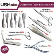 Dental Oral Veterinary Extraction Instruments Kit Luxating Elevator Bone Rongeur
