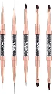 KADS Nail Art Brusher Kit 5Pcs Professional Double-Ended Nail Brush Nail Gel Polish Painting Brush Drawing Pen Liner Brush Carved Brush French Brush for DIY Manicure, Home Salon Use